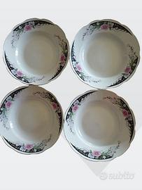 Set 4 piatti fondi e 4 piatti piani ceramica bianc