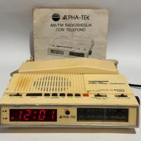Radiosveglia Alpha-Tek vintage AM/FM con telefono