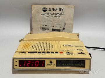 Radiosveglia Alpha-Tek vintage AM/FM con telefono