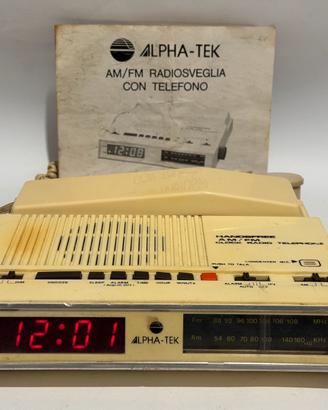 Radiosveglia Alpha-Tek vintage AM/FM con telefono