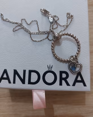 collana pandora con 2 ciondoli lunga cm.44
