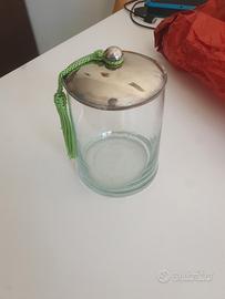 barattolo di vetro con tappo silver plate 