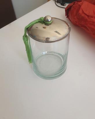 barattolo di vetro con tappo silver plate 