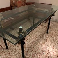 TAVOLO IN VETRO CON SUPPORTO TUBI INNOCENTI