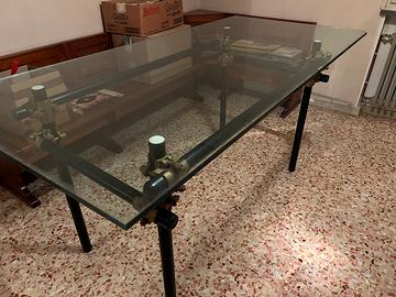 TAVOLO IN VETRO CON SUPPORTO TUBI INNOCENTI