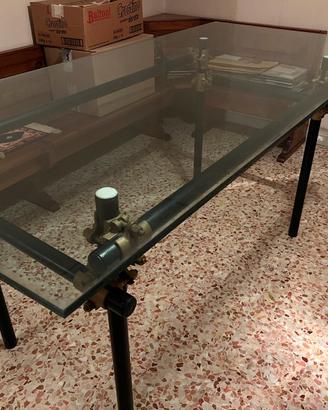 TAVOLO IN VETRO CON SUPPORTO TUBI INNOCENTI