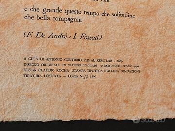 Manifesto Anime Salve, Fabrizio De André.  Raro