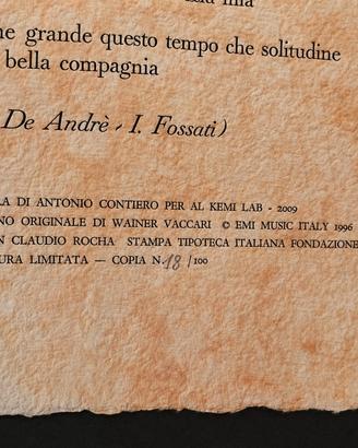 Manifesto Anime Salve, Fabrizio De André.  Raro