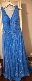 Abito lungo elegante blu-cerimonia/sera