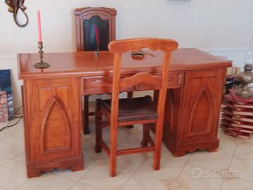 Grande Scrivania  Sedie Legno Massello Artigianato
