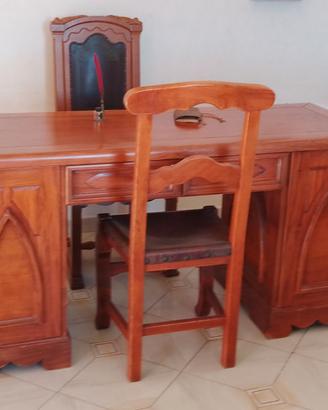 Grande Scrivania  Sedie Legno Massello Artigianato