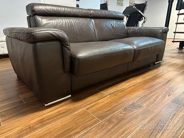 Divano  letto vera  pelle marrone