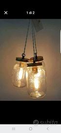 lampadario con barattoli e corda