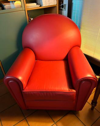 Poltrona pelle primo fiore colore rosso