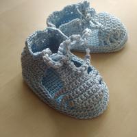 Sandali uncinetto neonato in cotone azzurro