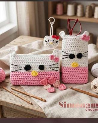 Set Hello Kitty Uncinett Pochette E Portaocchiali 