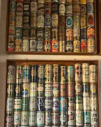 Bacheca Vintage con Lattine di Birra anni 70/80