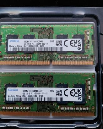 ram ddr4    8gb totali 4+4 3200mhz