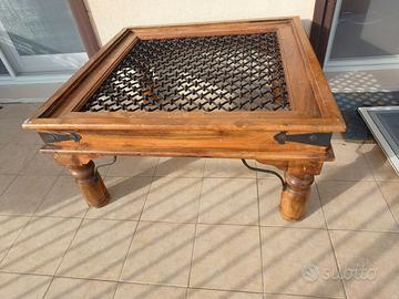 Tavolino in legno e ferro