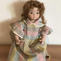 Bambola Porcellana Abito Quadri Vintage