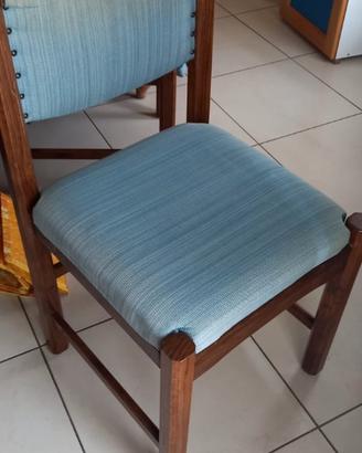 6 sedie con struttura in legno e stoffa