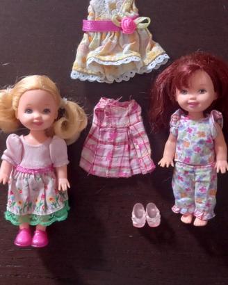 2 Shelly Barbie anni 90 con abitini e scarpine