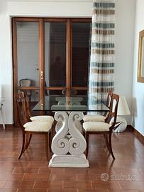 TAVOLO in CRISTALLO E SET SEDIE del 1800