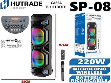 Cassa Bluetooth 220W HUTRADE SP-08 “NUOVA” + Mic.