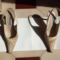 Sandali eleganti color beige e oro con tacco n°36