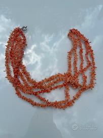 Collana corallo rosa 5 fili