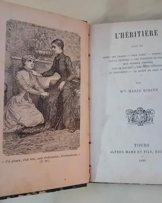 Libro Antico 1892 L'Éritière MarieDidier -1^Ed.