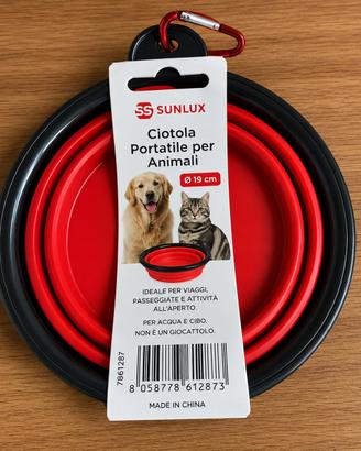 Ciotola Portatile Pieghevole per Cani e Gatti 19cm