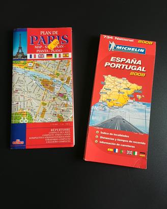 Lotto mappe stradali Parigi e Spagna Portogallo 