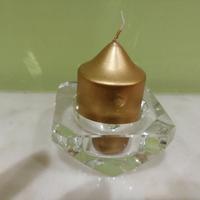 Portacandela cristallo Rosenthal con candela dorat