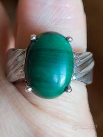 Anello argento 925 con MALACHITE