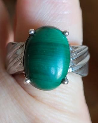 Anello argento 925 con MALACHITE