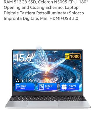 Pc Portatile 15,6'' NUOVO 16gb RAM 512gb ssd