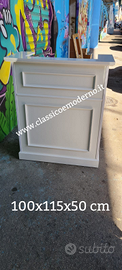 Bancone reception boiserie legno bianco spedizione