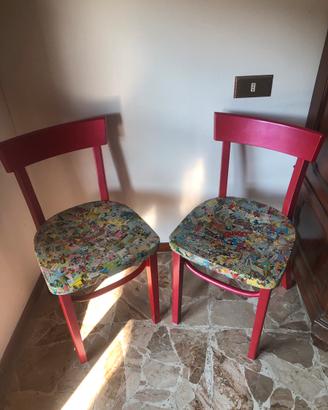 Sedie in faggio decoupage fumetti topolino pop art