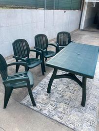 Tavolo da giardino con 4 sedie in resina