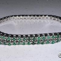 BRACCIALE TENNIS ORO 18kt. CON SMERALDI NATURALI