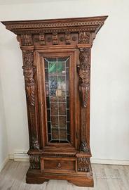 MOBILE VETRINA ANTICO IN LEGNO INTAGLIATO