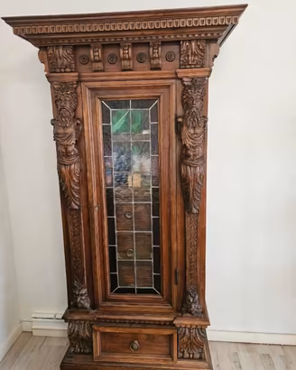 MOBILE VETRINA ANTICO IN LEGNO INTAGLIATO