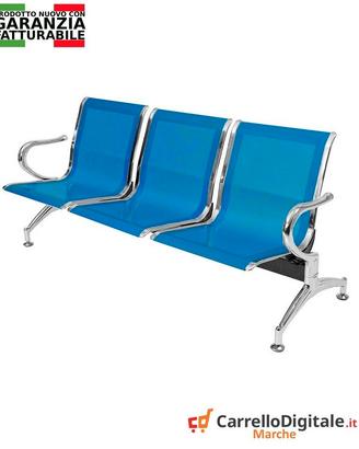 panca da attesa in acciaio colore blu 3 posti