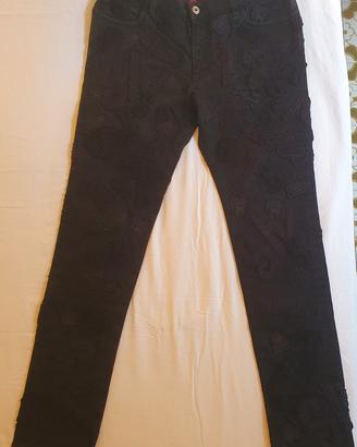 Punk patchwork black denim vintage Moschino tg 46 