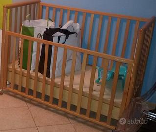 box giochi lionelo + lettino in legno per neonato
