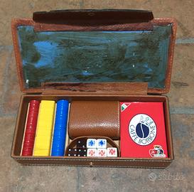 Set gioco carte dadi vintage custodia cofanetto