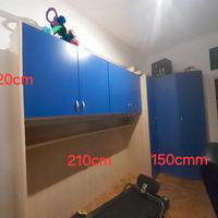 armadio angolare che si prolunga con struttura a p