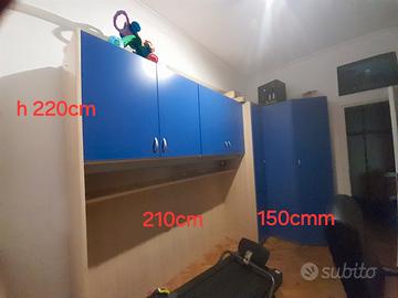 armadio angolare che si prolunga con struttura a p