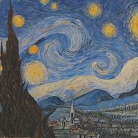 Copia a mano “Notte Stellata” 80x60 cm – Dipinto a